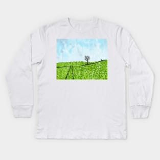 Exploring countryside Landscape Thick oil painting Kids Long Sleeve T-Shirt